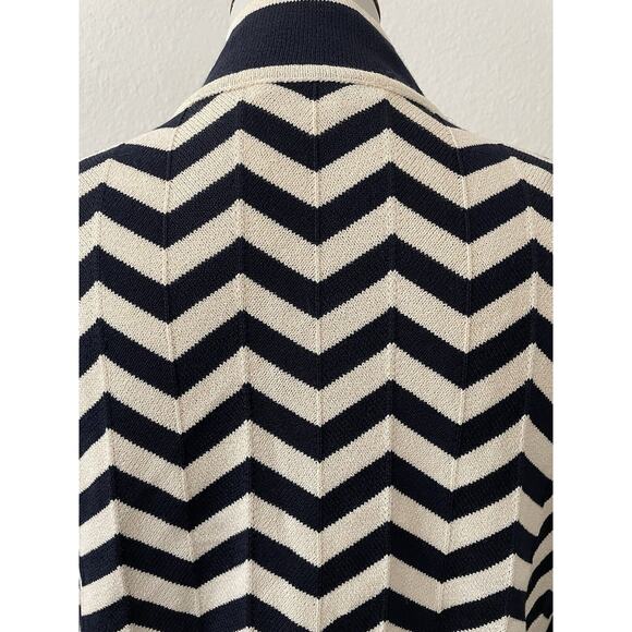 St. John Knit Sweater Cardigan Chevron Zig Zag Zip Front Color Block - Picture 11 of 13